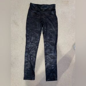 Camouflage leather leggings
